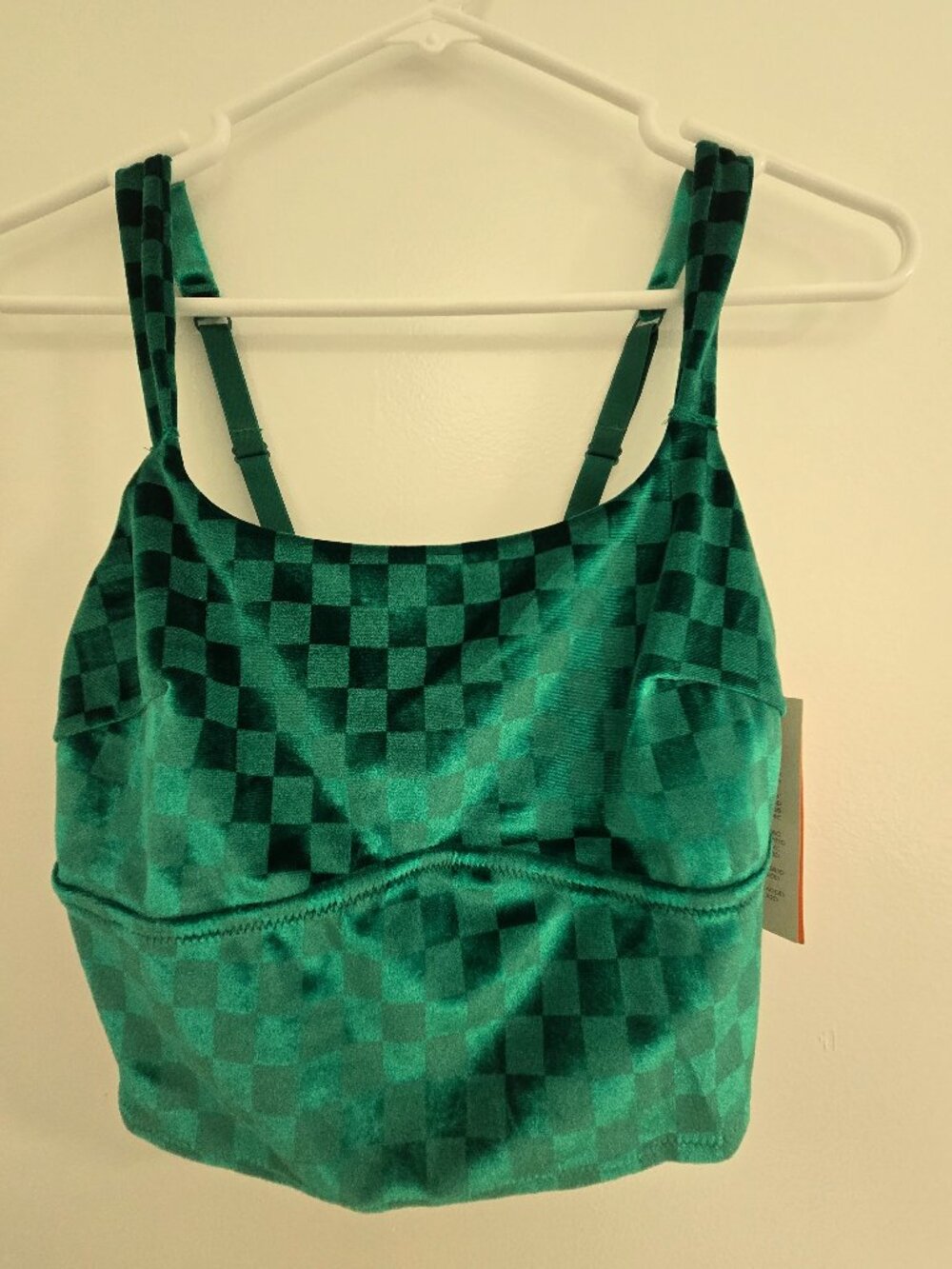 Colsie Women’s Green Velvet Cropped Bralette Size Medium Y2K Goth Punk Fashion